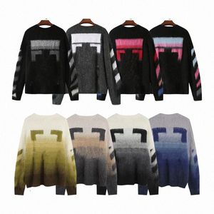 Designers off white hoodies offs Sweater Mens Womens Autumn Winter Keep Warm Comfortable Color Gradient Cardigan Classic Multicolor Round Neck 26 Colors are opt