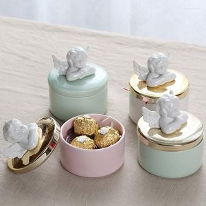 Storage Bottles Creativity Ceramics Jar Cupid Living Room Desktop Candy Jars Wedding Center Blessing Ornaments European Home Decoration