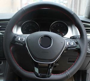Customized Car Steering Wheel Cover Hand Sewing Original Steering Wheel Braid For Volkswagen Golf 7 Mk7 New Polo Passat B8