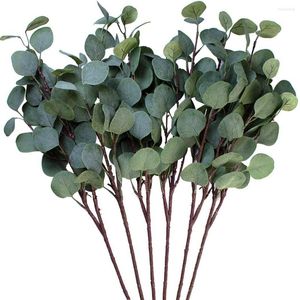 Decorative Flowers Artificial Eucalyptus Leaves 25.6inch Faux Dried Silver Dollar Garland Branches Stems Fake Plants Greenery Decor