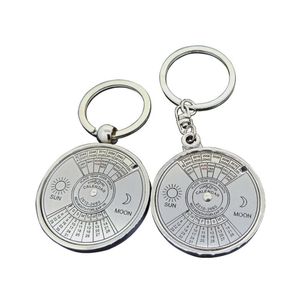 Creative Party Favor Gifts 50 Years Perpetual Calendar Keychain Sun Moon Compass Valentine's Day Par Gift Metal Key Chain Pendant Bottle Opener Dh661