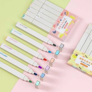 6pcs Light Color Highlighter Set Set Soft Brush Art Marker Liner для рисования Paint Office School A6281