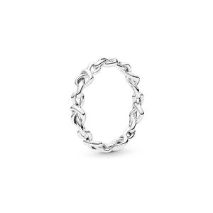 Ring aus echtem Sterlingsilber mit geknoteten Herzen für Pandora, modische Damen-Hochzeitsfeier, Schmuck, Freundin, Geschenk, Liebes-Herz-Ringe mit Original-Einzelhandelsbox