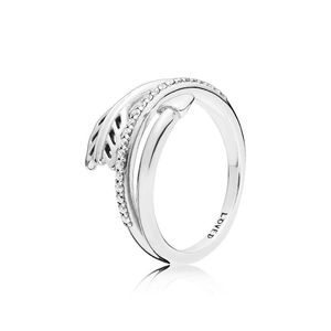 Wrap-Around Arrow Ring Real Sterling Silver med originalbox för Pandora Lovers Couples Jewelry Cz Diamond Wedding Party Rings for Women Men Girl Gift