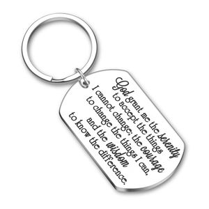 Christian Key Chain Serenity Prayer Gift Sobriety Recovery Gifts for Woman Men Teen Boy Girls Religious Gift Keyring for Him Her