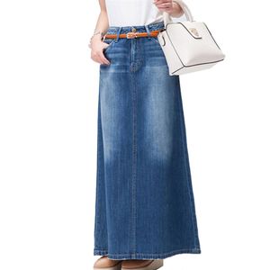 2018 New Fashion Long Casual Denim Skirt Spring A-Line Plus Size S-2XL Long Maxi Skirts for Women Jeans Skirts2639