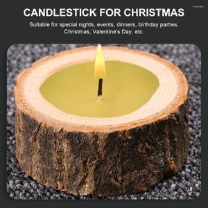 Świecane posiadacze 10pcs Rustic Wood Wote Tealight Holder Drewniane stoliki Centerpiece Tree Kora Zakąd Dekoracja domu