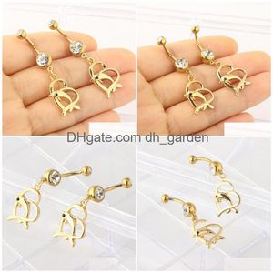 Navel Bell Button Rings Junlowpy Piercing Body Belly Bar G Gold Fish Pandent Summer Sexy Jewelry Wholesales Drop Delivery Dhz3S