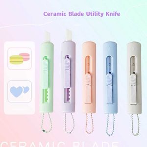 1pcs Morandi Color Utility Knife Portable Size Ceramic Blade Safe Cutter Wrapping Tools Office School Household A7315