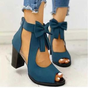 Heels Ladies Elegant Summer Butterfly Knot Mesh Sandals Back Zipper Fish Mouth Party Sandalias Fashion Women Shoes T230103 55