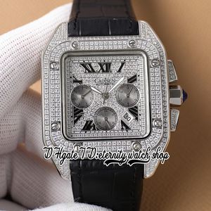 TWF ZY20090 Miyota 9100 Chronograph Automatic Mens Watch Diamond Inlay Steel Case Diamonds Dial Roman Marker