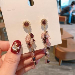 Dangle Earrings Handmade Natural Strawberry Crystal Small Fresh Temperament Multicolor Tassel For Female