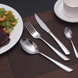 Dinnerware Sets 4 Pcs/Sets Luxury Silver Cutlery Set Steak Knife Table Fork Dinnerspoon Teaspoons Kitchen Tableware Gifts