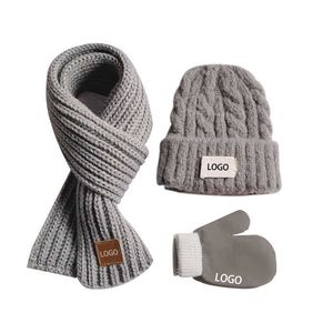 Scarves Scarf Glove Set Customized Three piece Knitted Children's Baby Cap Wool Lined Winter Hat