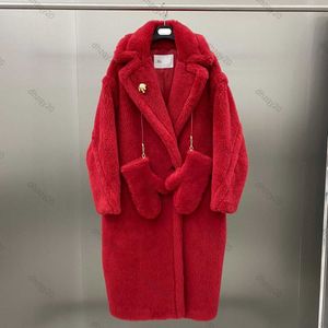 Max Cappotto in Lana da Donna Giacca Lunga Antivento di Design Parka Invernale Caldo Alta Edizione Addensato Teddy con Scollo a V Giacca a Vento Temperamento Abito Sottile