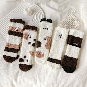 Plush Winter Cute Style Cartoon Pattern Women Cotton Socks Super Soft For Female Stay in the house Sleeping Floor Socks