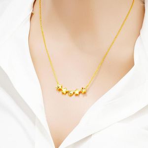 Colares pendentes Dubai 24k Gold Gold Star for Women Chokers Clear Stars Jóias Cara 45cm Cadeia de Natal Presentes de Natal