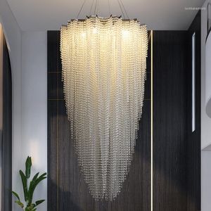 Żyrandole duże długie K9 Crystal żyrandol Nowoczesne włoskie światła Oprawa Europejska luksusowa lampa LED średnica 120 cm H200CM