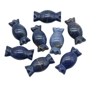 Pietre naturali di figurine di caramelle Reiki curative Sodalite color quarzo Dolci intagliati a mano per il regalo di Natale di Halloween