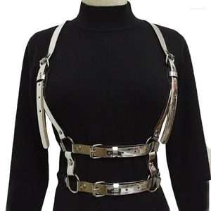 Gürtel Frauen Gurt BH Body Crop Top Einstellen Käfig Gold Silber PU Leder sexy Strumpf Goth Harajuku Gürtelzubehör