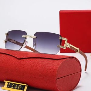 Männer Sonnenbrille Randlose Luxus Designer Strass Sonnenbrillen Für Frauen Metall Tempel Mode Kleine Brillen Einzelhandel