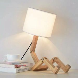 Lampade da tavolo Lampada da lettura orientabile a luce LED da 7W Lampadina E27/E26 Spina interruttore in legno di gomma