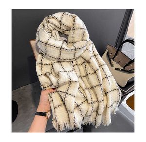 Scarves Hat Glove Set Scarf New Custom Print Checker Luxury Digner Soft Men's and Women's Pashima Shawl Pashmina Cashmere Winter