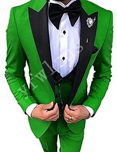 カスタムメイドの男性スーツ1つのボタンGroom Tuxedos Peak Lapel Groomsmen Wedding/Prom/Dinner Man BlazerジャケットパンツベストW805