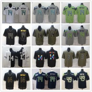 Männer Fußball 14 DK Metcalf Trikot 49 Shaquem Griffin Olive Salute To Service USMC Vapor Color Rush Rainbow Leopard Grain Schwarz Weiß Grau Grün Stickerei und Nähen