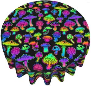 Столовая ткань скатерть грибы волшебные триппи, круглая 60 -х дюймовая крышка полиэфира и устойчиво к морщине