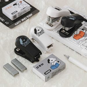 Caty and Toby Cartoon Mini Stapler Set with 400pcs Staples Cute Dog Friends Paper Binder Office Binding Tools School A7219