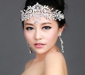 Verbluffende kristallen glazen hoofdband mode zilveren strass head chain kopstuk bruids tiaras sieraden voor bruiloft haarbands haar a6422413