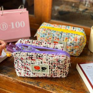 Small Fragrance Pencil Bag Pen Case Fabric Weaving Portable Storage Pouch for Stationery School Cosmetic A7210