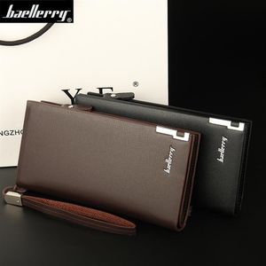 Marke Designer Baellery Neue Herren Brieftasche PU Leder Lange Brieftasche Männer für Handy Karte Halter Clutch Taschen Zipper Geldbörsen Schwarz Brow3257