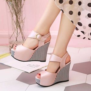 Sandals Big Size 11 12 13 14 wedges shoes for women sandals women shoes woman ladies summer Fish mouth slope heel sandals T230103