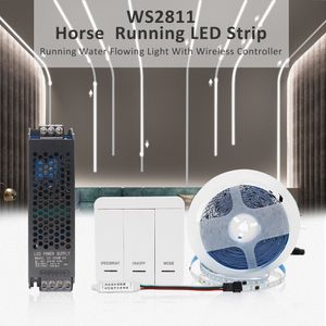 WS2811 2835SMD 24V DC RUNGE READ LED Strip Flowing Light Wireless Race Horse Race LED LID مرنة المصباح 120leds/M IP30 10M 15M KIT