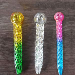 Colorful glass hand pipe spiral oil burner pipes 2 style thick hookah smoking accessories 5.5 inch 7.84inch test straw tube for water bong nail tips