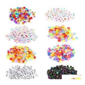 Acrylic Plastic Lucite 1300Pcs Acrylic White Round Letter Alphabet Beads With Elastic Crystal String Cord For Jewelry Making Diy N Dhztl