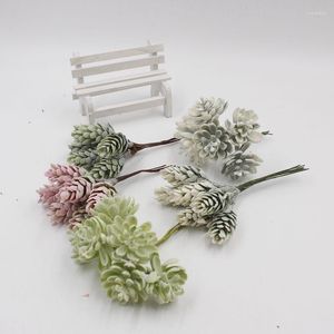 Dekorativa blommor 6 PC: er Artifical Bouquet Fake Plastic Plast Plant Handmade tillbehör Wreath Wedding Home Table Decoartion Headwear Flower DIY