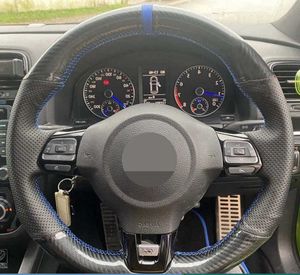 Pokrycie kierownicy samochodu bez poślizgu włókna węglowego dla Volkswagen Golf 6 GTI MK6 VW Polo GTI Scirocco R Passat CC R-Line 2010