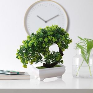 Kwiaty dekoracyjne sztuczne rośliny doniczkowe Bonsai mały doniczka z plastiku Fałszywe ozdoby ogrodowe do biurowego stacjonarnego stolika do wystroju domu