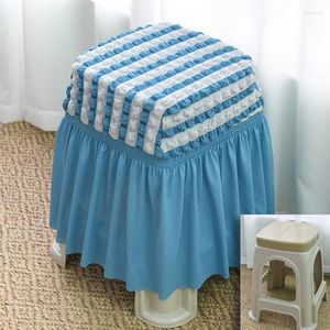 Chair Covers Seersucker Seat Cover With Skirt For Party Without Back El Home Plastic Stool Wedding Banquet Decortaion