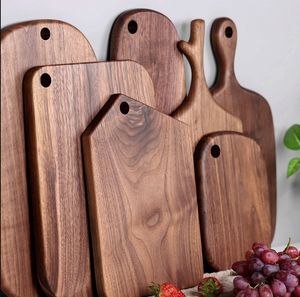 Wooden Chopping Blocks Beech Walnut Cutting Board Pizza Bread Fruit Sushi Tray Hangable Non-slip Kitchen Tools