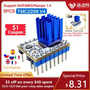 3D Printer Parts TMC2209 V4 Stepper Motor Driver Module 256 Subdivision Current 2.8A Peak With Heat Sink For MKS SKR