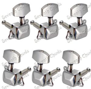 A Set Chrome Semiclosed Tuning Pegs keys for Acoustic Guitar Tuners Machine Heads With Big Square handle Guitar Parts5398835