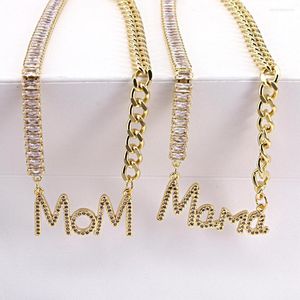 Pendant Necklaces Dainty MOM Pendants For Women Gold-color MAMA Tennis Chain Necklace Collier/Collares Unisex Jewelry