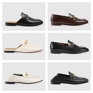 Loafer Mules 디자이너 여성 프린스 타운 슬리퍼 드레스 신발 평면 발 뒤꿈치 진짜 가죽 뮬 로퍼 금속 체인 편안한 캐주얼 신발 레이스 벨벳 슬리퍼 플랫