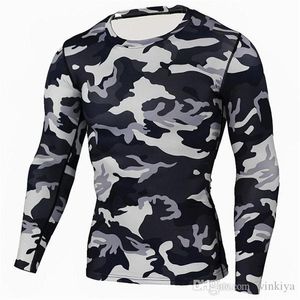 New Camouflage Military T Shirt Bodybuilding Tights Fitness Men Quick Dry Camo Long Sleeve Tshirts Crossfit Compression Shirt206t