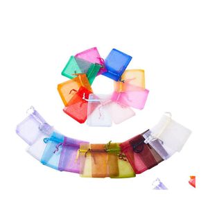 Packing Bags 21 Colors Organza Jewelry Wedding Party Favor Xmas Gift Purple Blue Pink Yellow Black Dstring Pouch Drop Deliv Homefavor Dhq7O