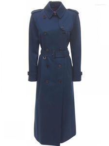 2022 High-Quality Navy X-long english trench coat for Women - Double Breasted Epaulet Windbreaker Outerwear with Warmth and Temperament